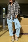 Patrick Plaid Brushed Cotton Shirt Grey